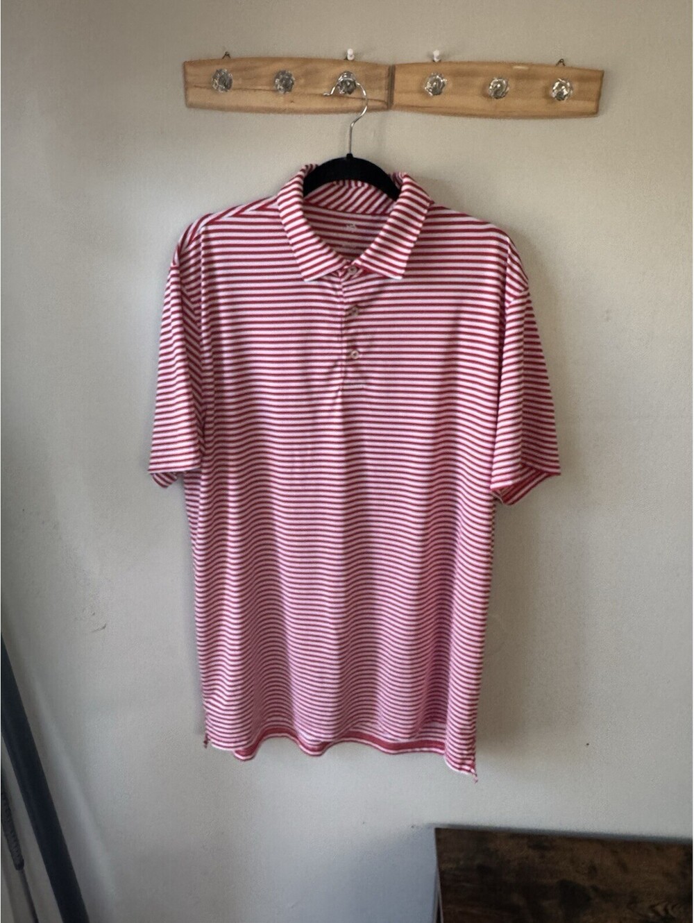 Southern Tide-Mens XL-SS Performance Tide 2 Trail Shirt Varsity Red/White Stripe